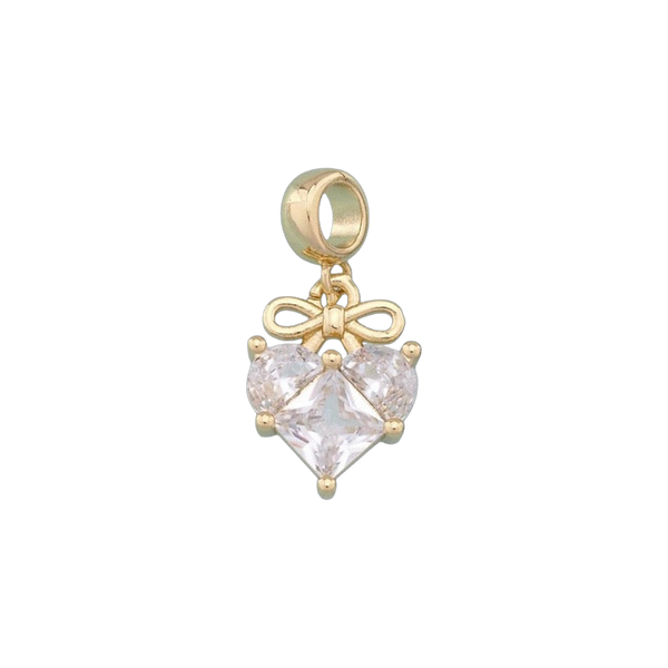 Crystal Bow Heart Charm