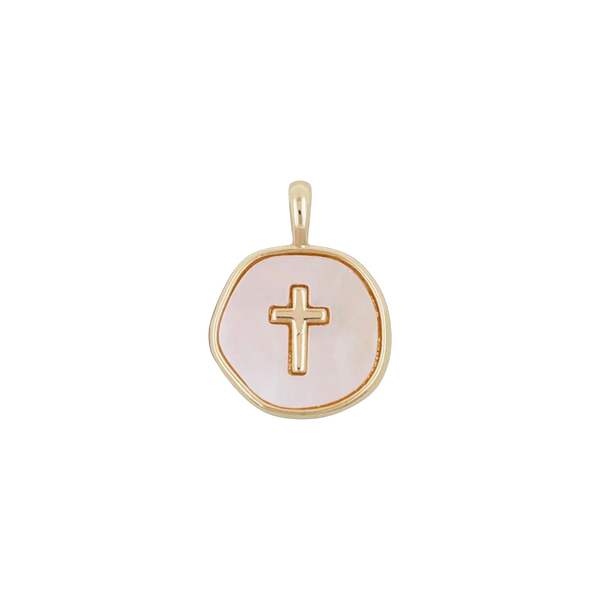 Pearl Circle Cross Charm