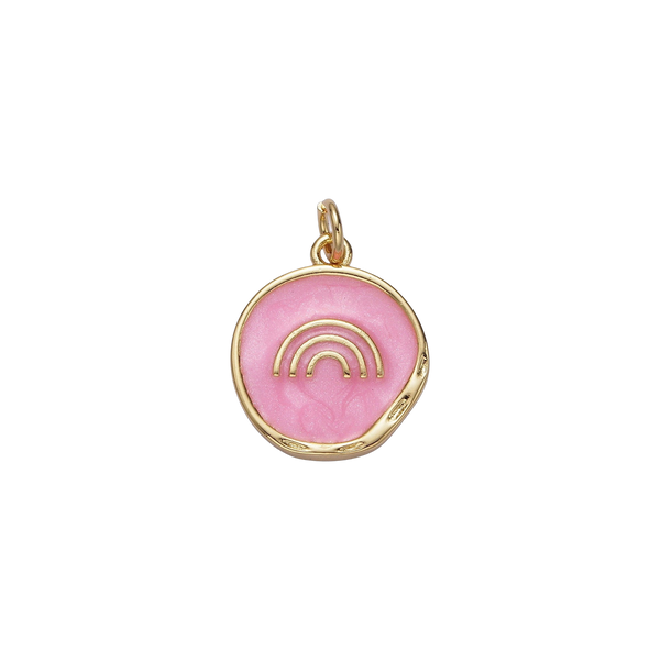 Pink Rainbow Circle Charm