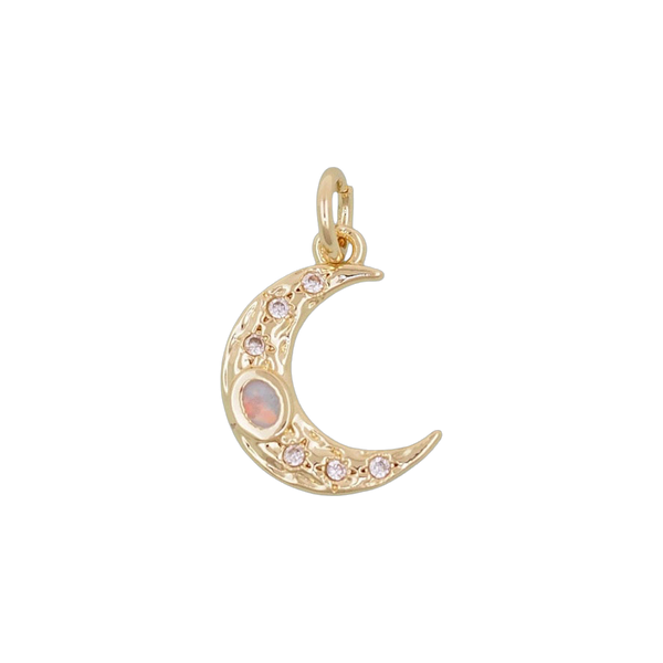 Small Opal Moon Charm