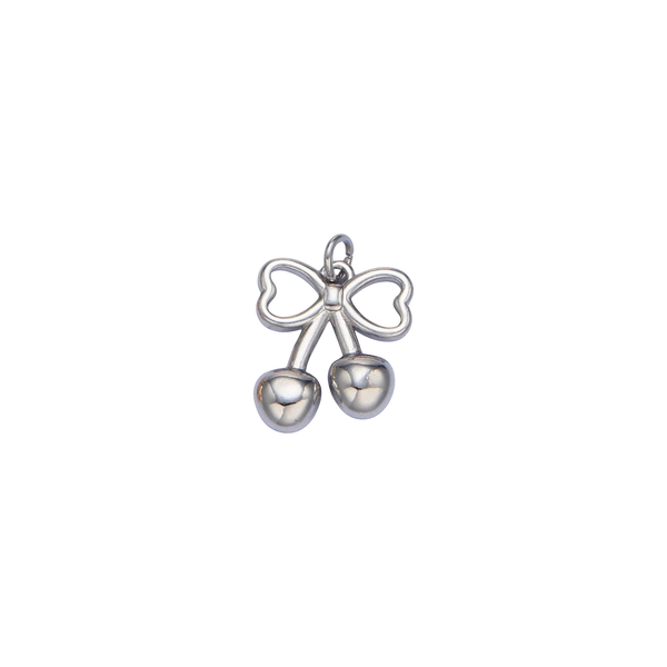 Silver Cherry Bow Charm