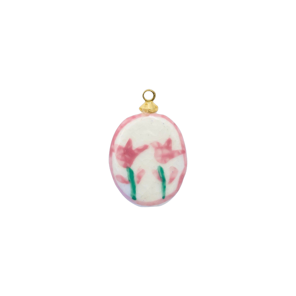 Oval Pink Ceramic Charm