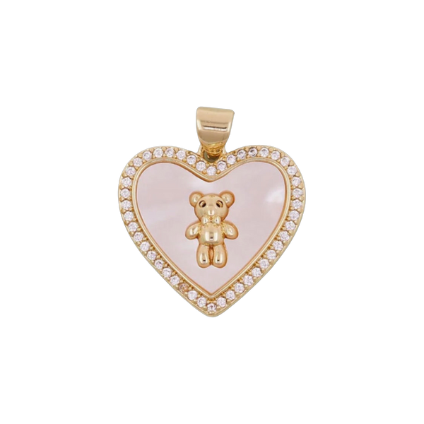 White Bear Heart Charm