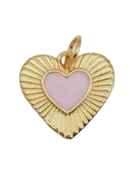 Gold Pink Heart Charm