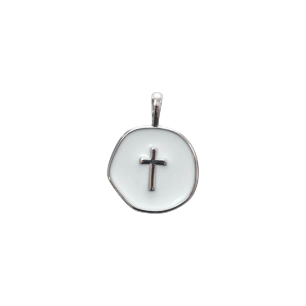 Silver Circle Cross Charm