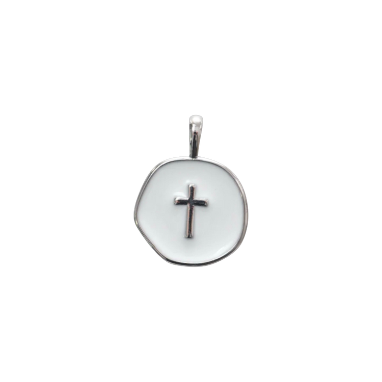 Silver Circle Cross Charm