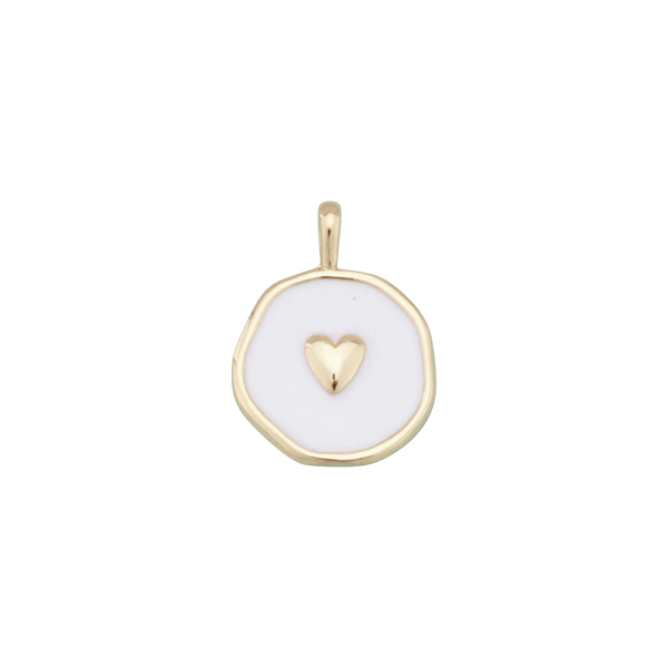White Gold Circle Heart Charm