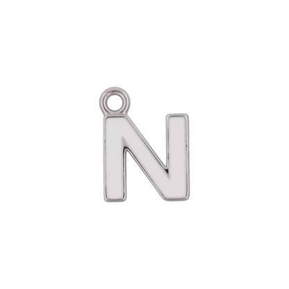 Silver and White Letter Charms