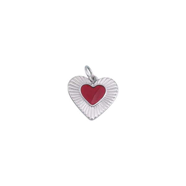 Silver Dark Red Heart Charm