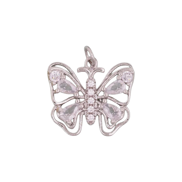 Silver Crystal Butterfly Charm