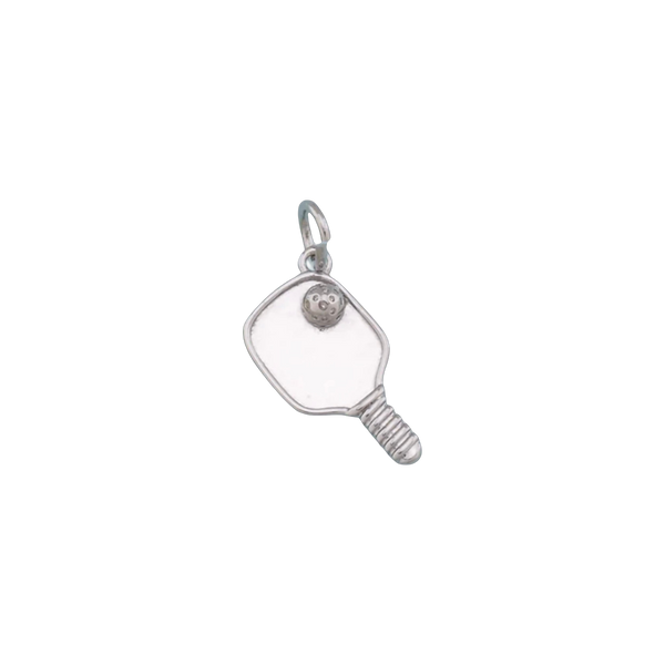 Silver Pickleball Charm