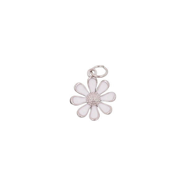 Silver White Daisy Charm