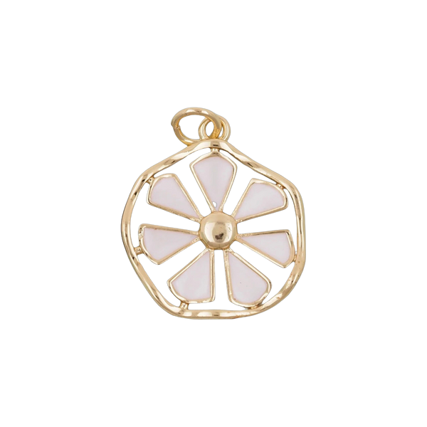 White Circle Daisy Charm