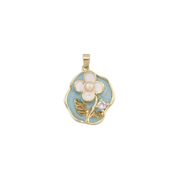 Blue Daisy Pearl Charm