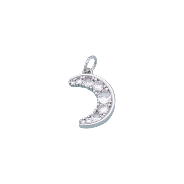 Silver Glimmer Moon Charm