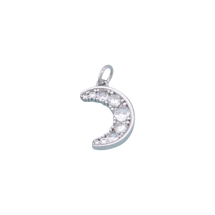 Silver Glimmer Moon Charm