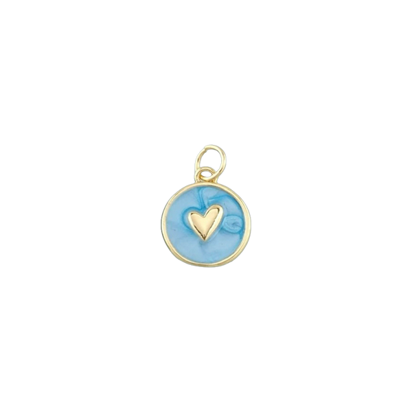 Tiny Blue Circle Heart Charm