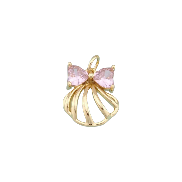 Pink Bow Shell Charm