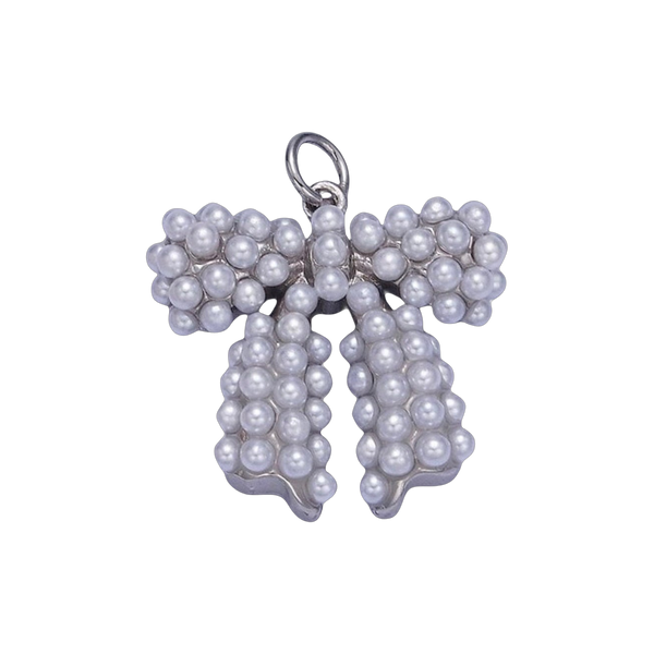Silver Pearl Bow Charm
