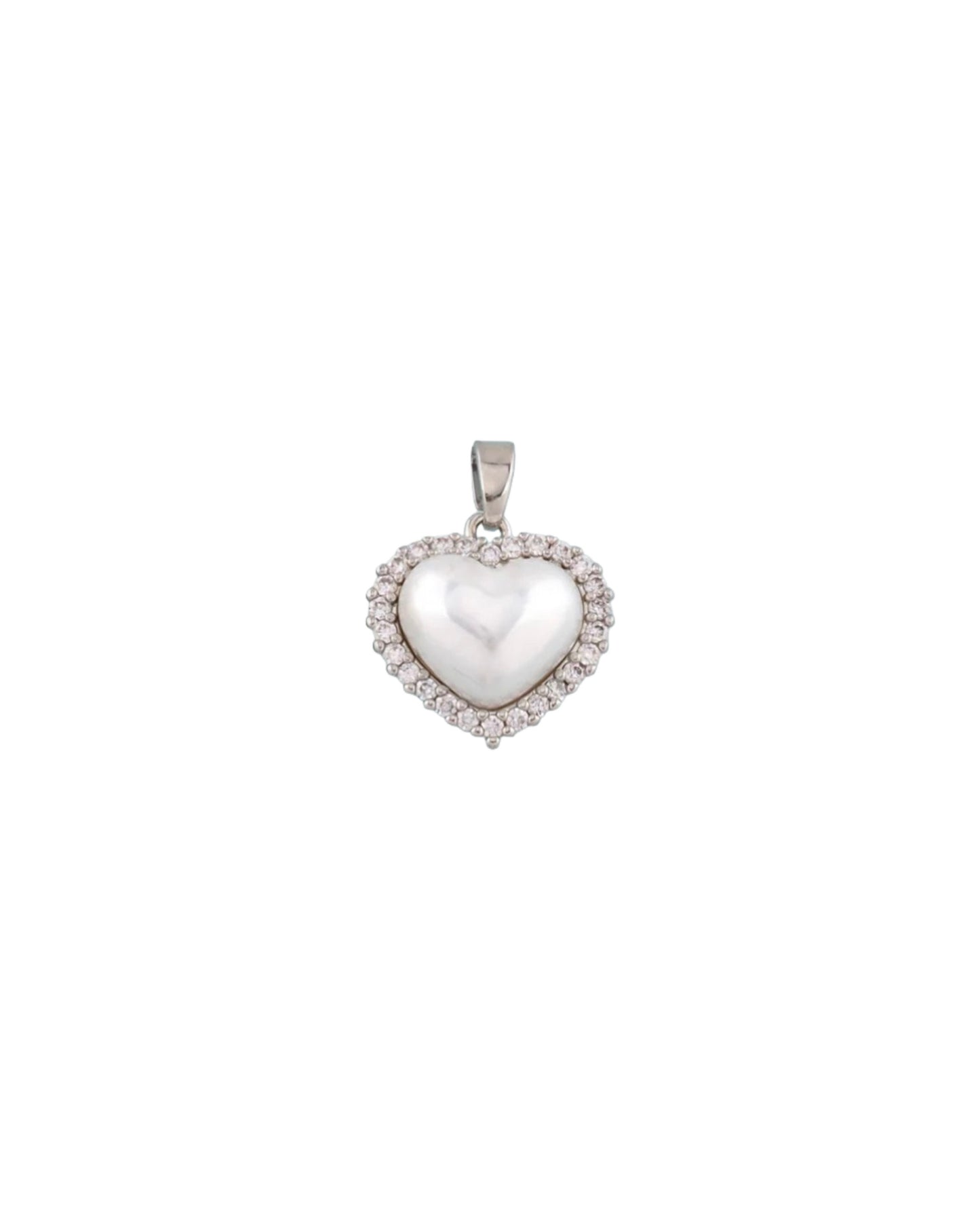 Silver Pearl Heart Charm