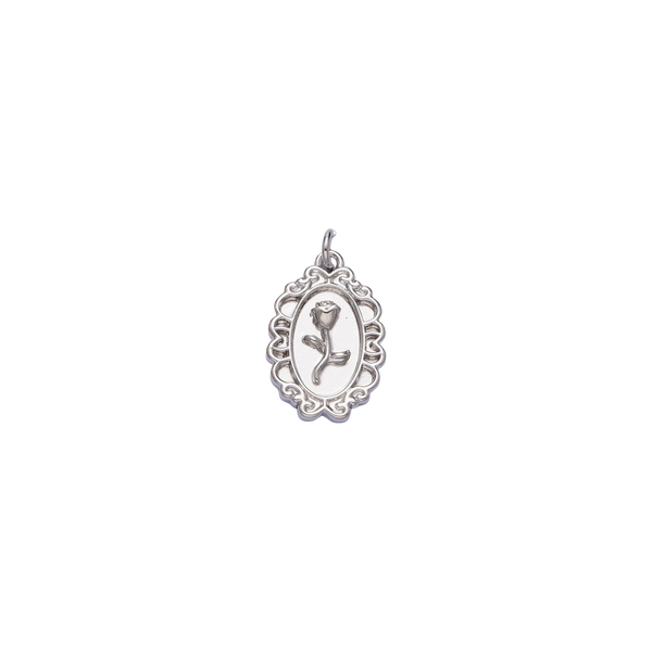 Silver Vintage Rose Charm
