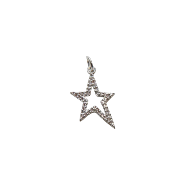 Silver Shine Open Star Charm