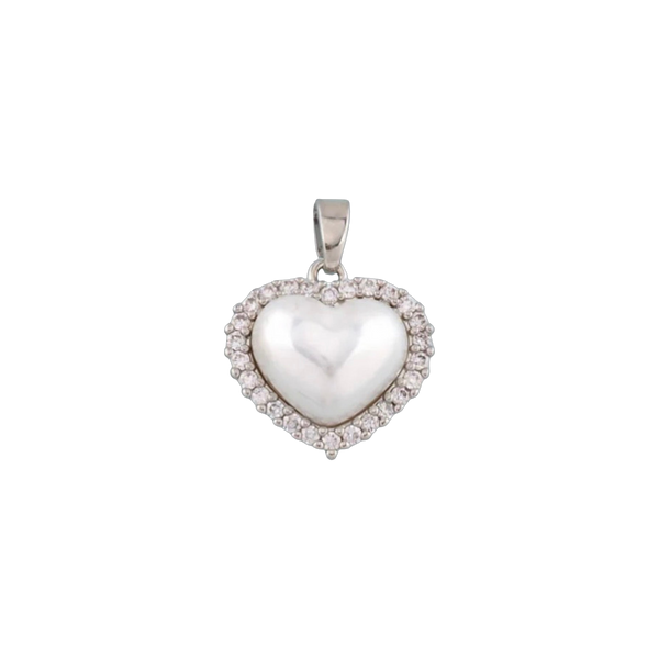 Silver Pearl Heart Charm