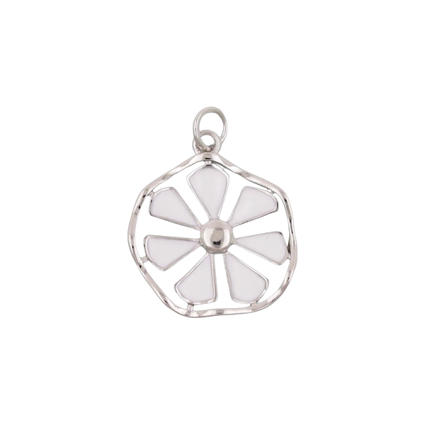 Silver White Daisy Charm