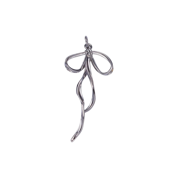 Silver Whispy Bow Charm