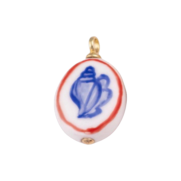 Blue and Red Shell Ceramic Charm