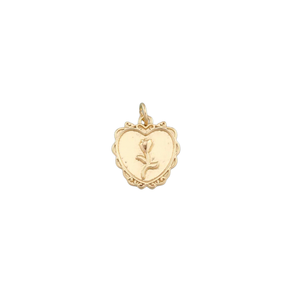 Vintage Rose Heart Charm