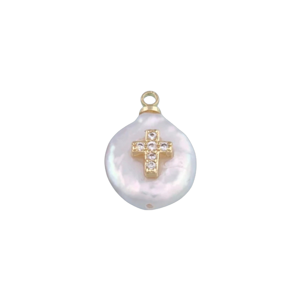 Pearl Cross Charm