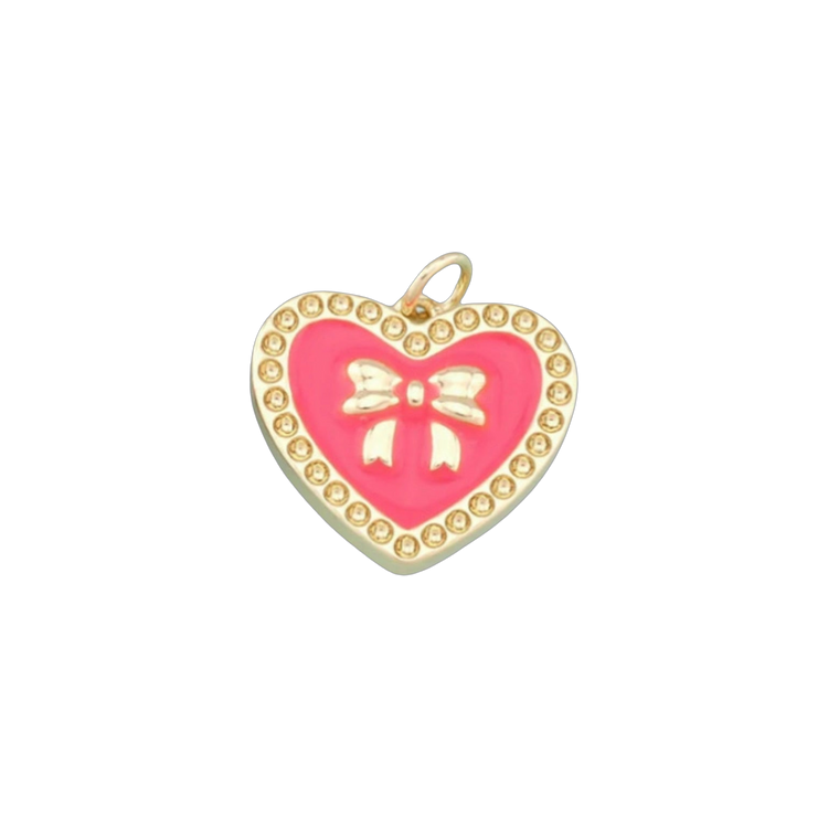 Hot Pink Heart Bow Charm