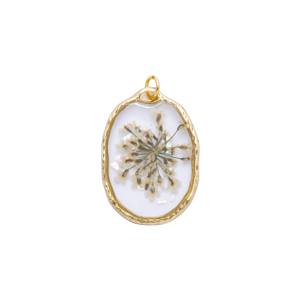 White Pearly Resin Flower Charm