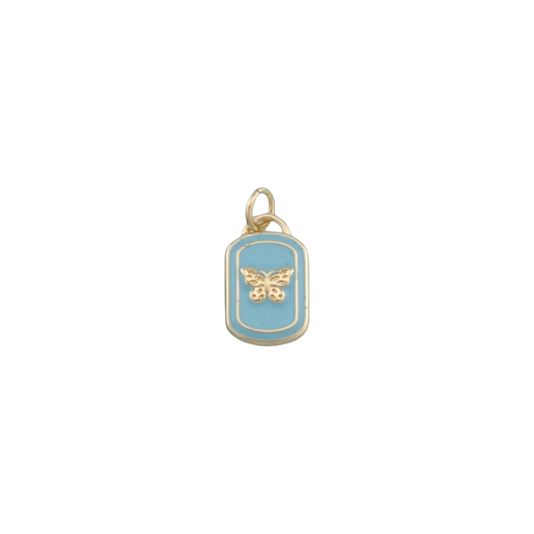 Blue Butterfly Tag Charm