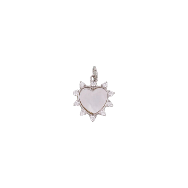 Silver Radiant Pearl Heart Charm