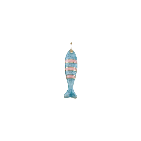 Blue and Pink Stripe Fish Charm