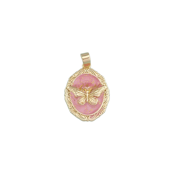 Pink Golden Butterfly Charm