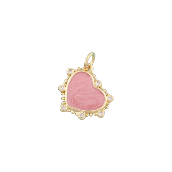 Small Pink Golden Heart Charm