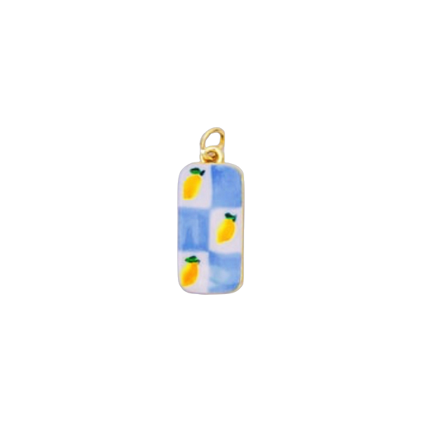 Lemon and Blue Checker Charm