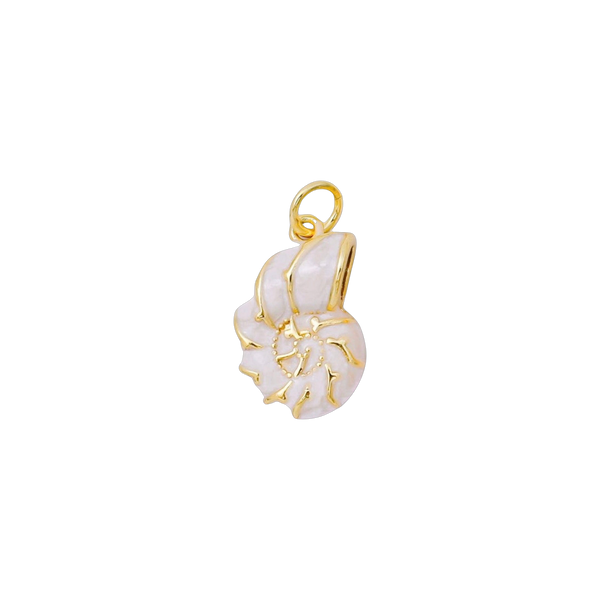 White and Gold Swirl Shell Charm
