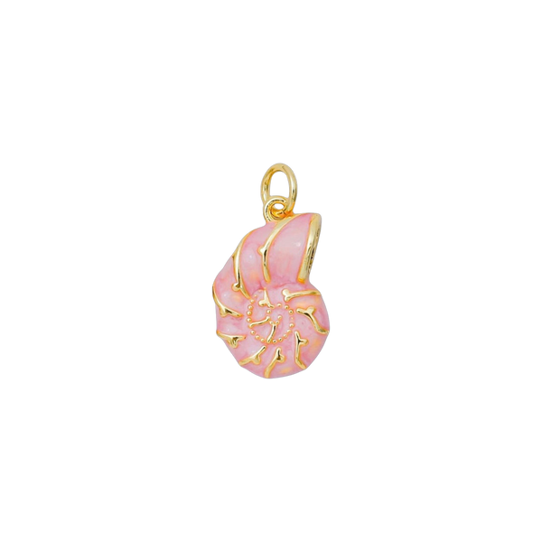 Pink and Gold Swirl Shell Charm