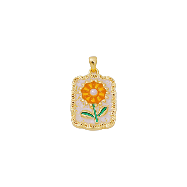 Golden Flower Frame Charm