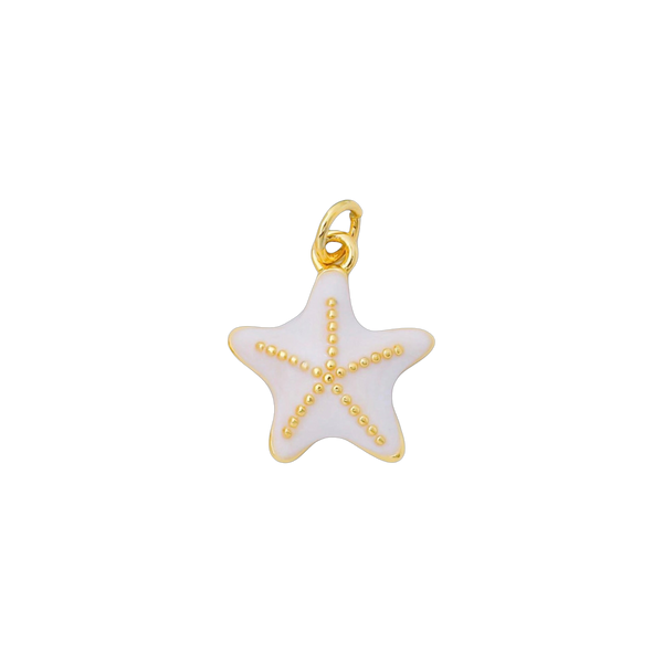 White and Gold Starfish Charm