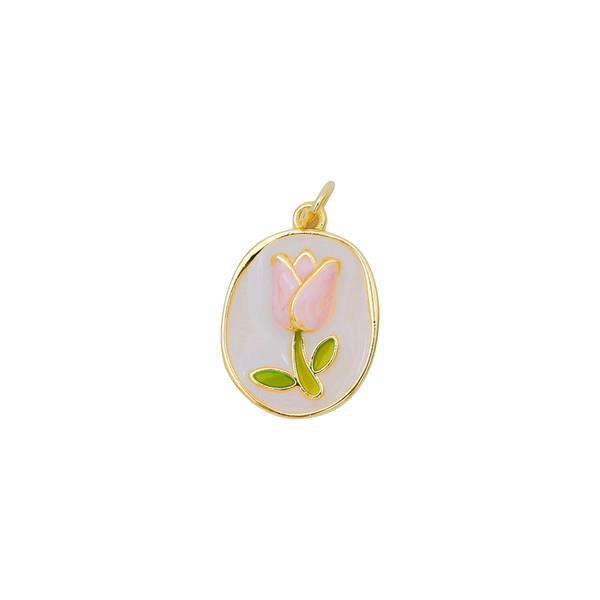 Pink Oval Tulip Charm