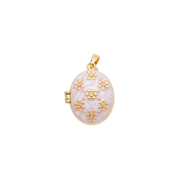 White and Gold Locket Charm