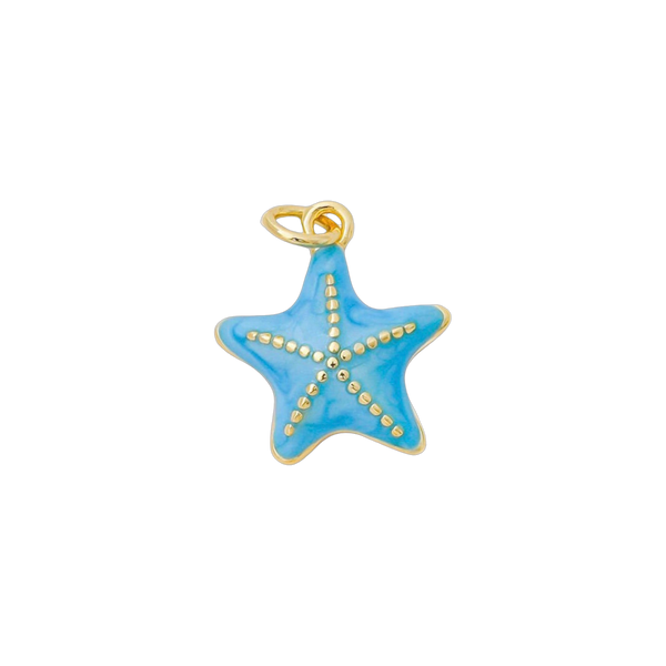 Blue and Gold Starfish Charm