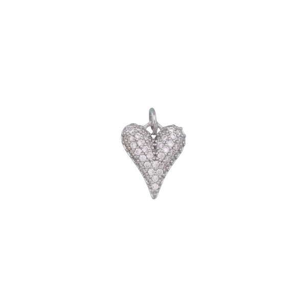 Silver Shine Drop Heart Charm