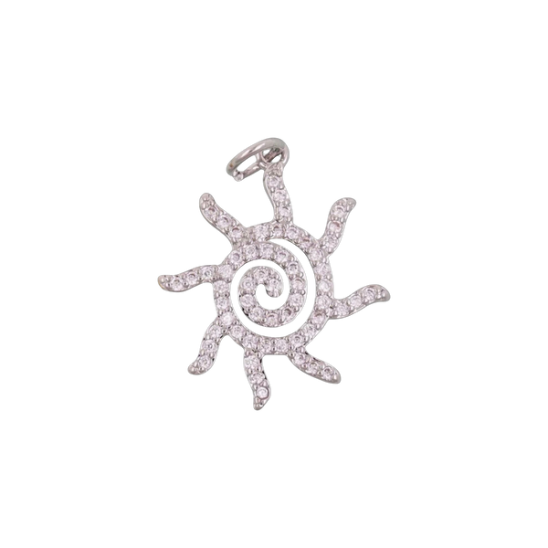 Silver Shine Swirl Sun Charm