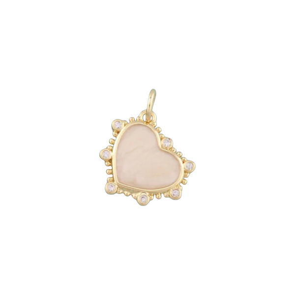 Golden White Heart Charm